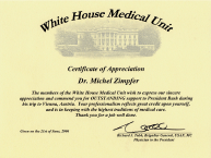 Certificate White House Medical Unit